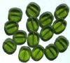 10 14mm Flat Cut Oval Window Bead Olive